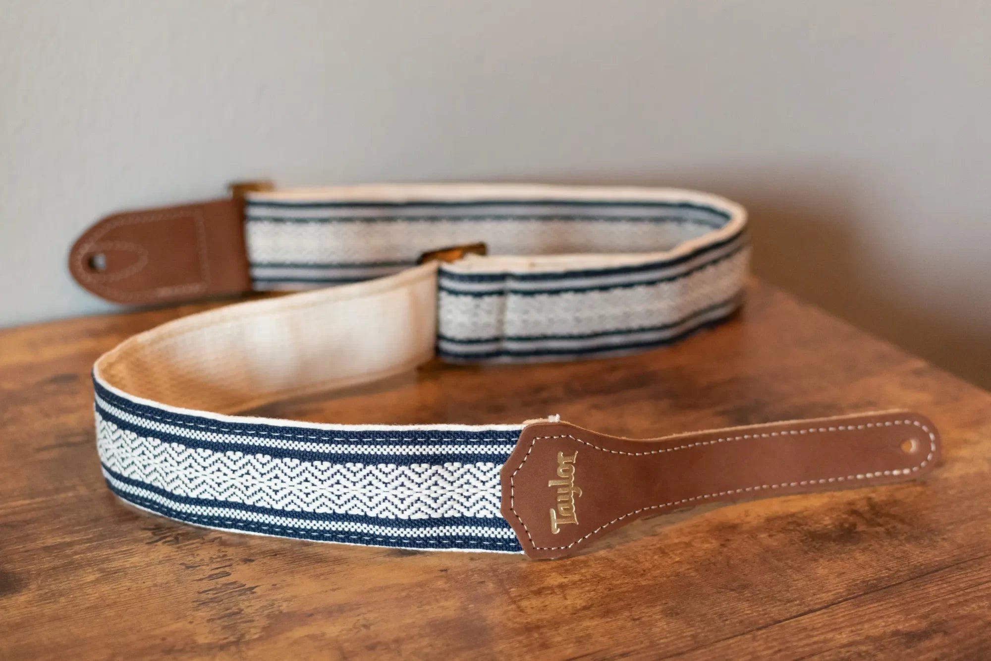 Taylor Academy Guitar Strap - White/Blue Jacquard Cotton 2"