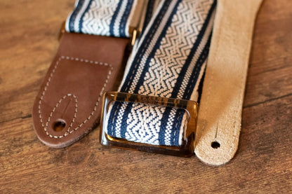 Taylor Academy Guitar Strap - White/Blue Jacquard Cotton 2"