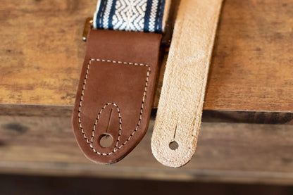 Taylor Academy Guitar Strap - White/Blue Jacquard Cotton 2"