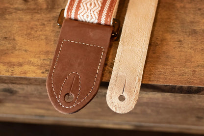 Taylor Academy Guitar Strap - White/Brown Jacquard Cotton - 2"