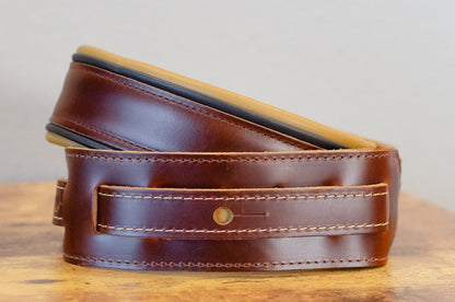Taylor Ascension Leather Guitar Strap, Black/Butterscotch 2.5"