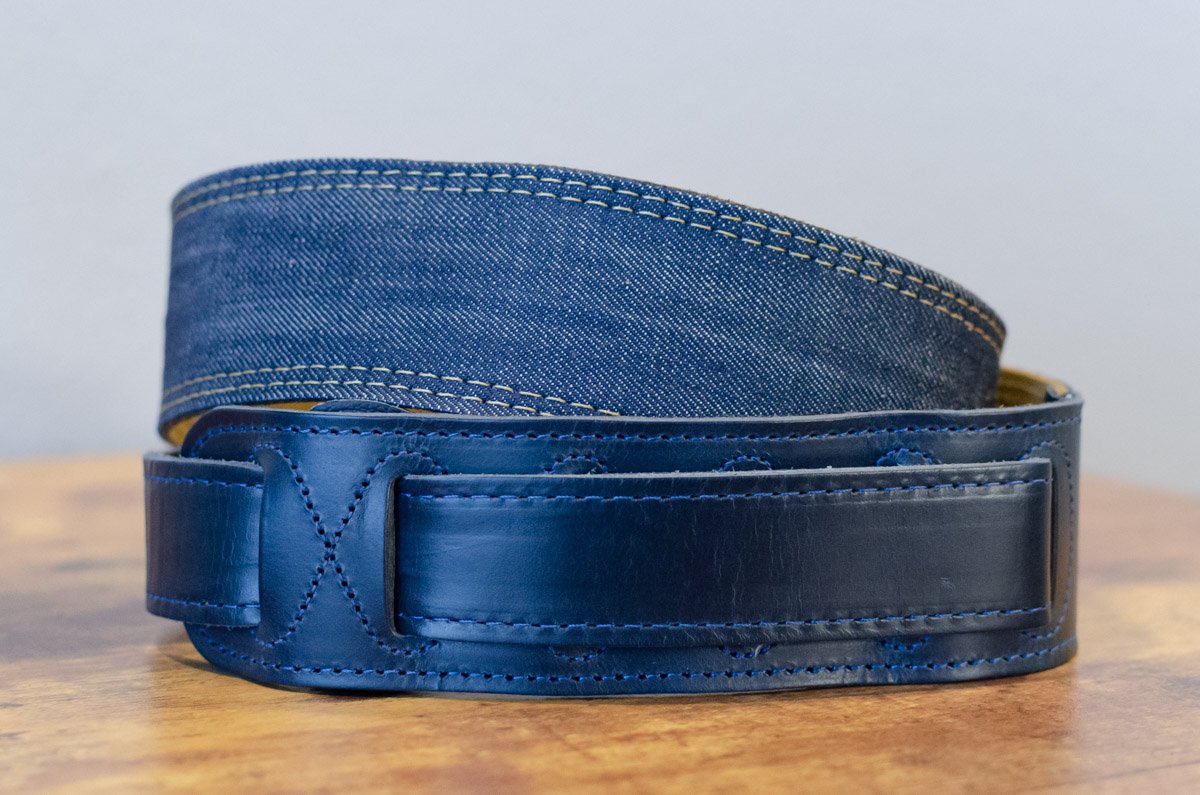 Taylor Blue Denim 2" Guitar Strap - Gold Logo