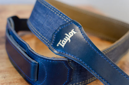 Taylor Blue Denim 2" Guitar Strap - Gold Logo