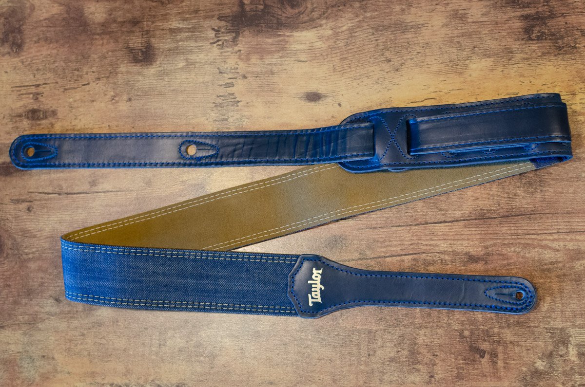 Taylor Blue Denim 2" Guitar Strap - Gold Logo