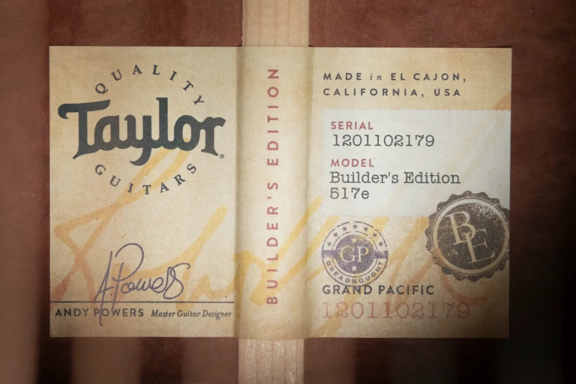 Taylor Builder's Edition 517e Grand Pacific Acoustic/Electric with Hardshell Case - Factory Demo