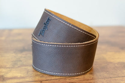 Taylor 2.5" Leather Guitar Strap - Suede Back, Chocolate Brown