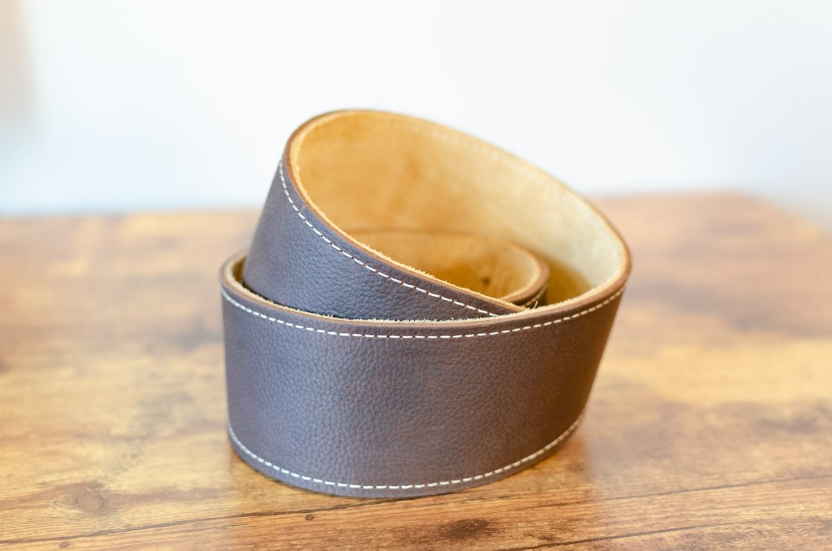 Taylor 2.5" Leather Guitar Strap - Suede Back, Chocolate Brown