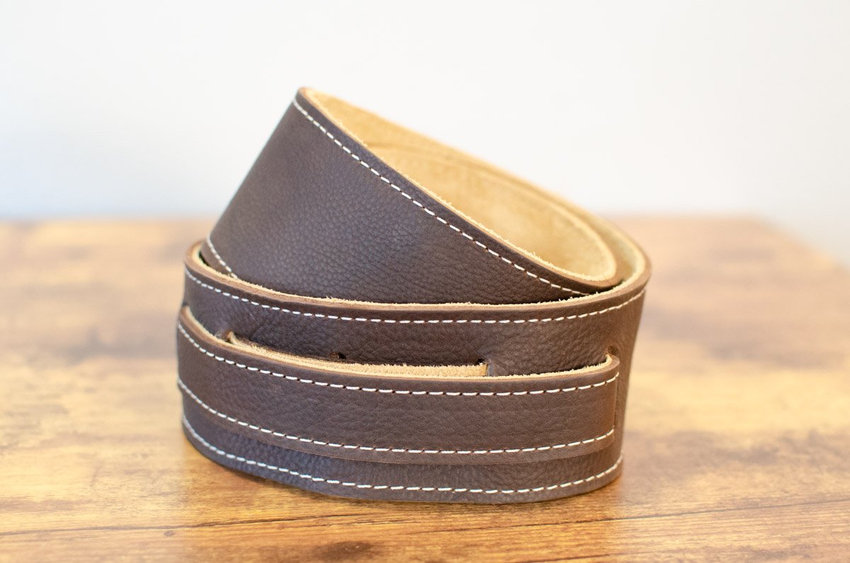 Taylor 2.5" Leather Guitar Strap - Suede Back, Chocolate Brown