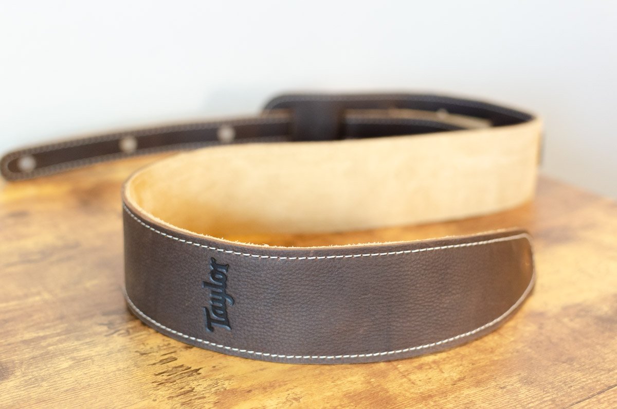 Taylor 2.5" Leather Guitar Strap - Suede Back, Chocolate Brown