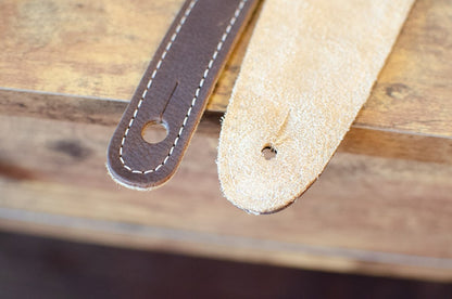 Taylor 2.5" Leather Guitar Strap - Suede Back, Chocolate Brown