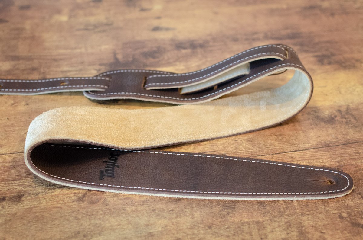 Taylor 2.5" Leather Guitar Strap - Suede Back, Chocolate Brown