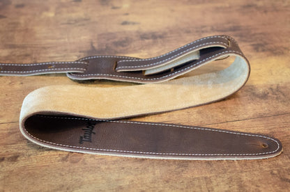 Taylor 2.5" Leather Guitar Strap - Suede Back, Chocolate Brown