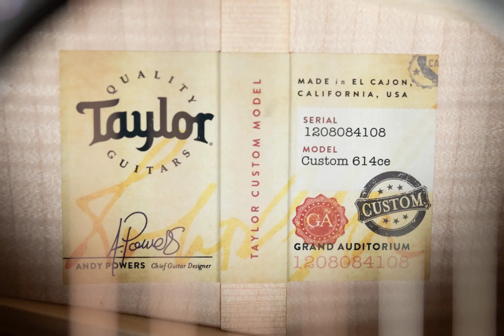 Taylor Custom Shop 614ce Grand Auditorium Acoustic/Electric - Transparent Black with Hardshell Case