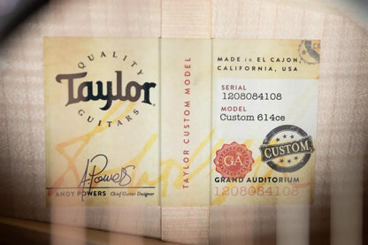 Taylor Custom Shop 614ce Grand Auditorium Acoustic/Electric - Transparent Black with Hardshell Case