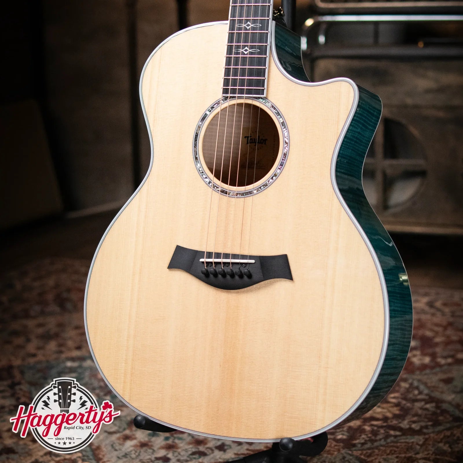 Taylor Custom Shop 614ce Grand Auditorium Acoustic/Electric - Koi Blue with Hardshell Case
