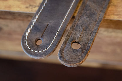 Taylor 2.5" Element Distressed Leather Guitar Strap - Dark Brown