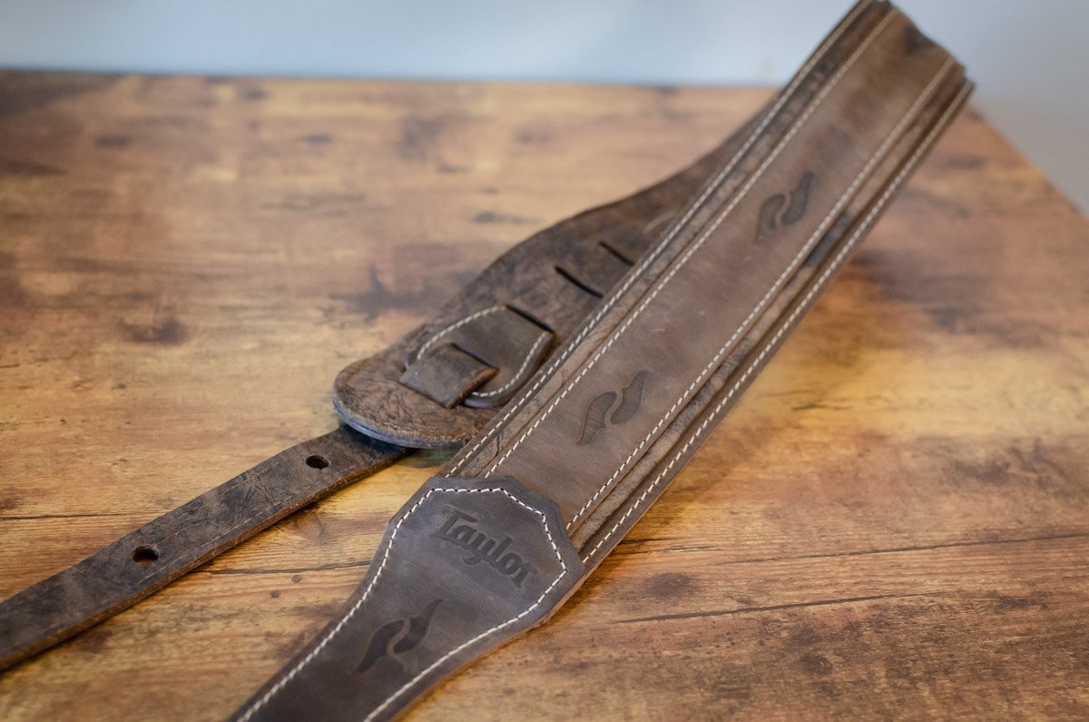Taylor 2.5" Element Distressed Leather Guitar Strap - Dark Brown