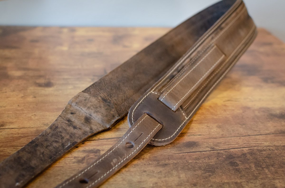 Taylor 2.5" Element Distressed Leather Guitar Strap - Dark Brown