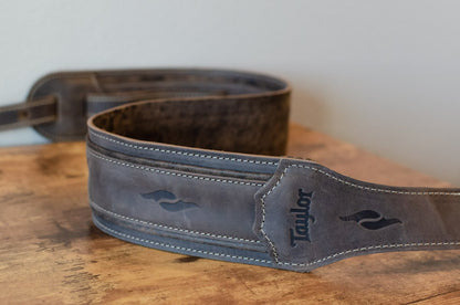 Taylor 3" Element Distressed Leather Guitar Strap - Dark Brown
