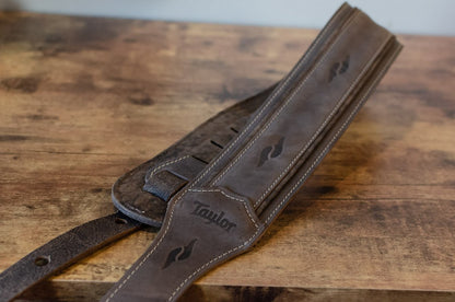 Taylor 3" Element Distressed Leather Guitar Strap - Dark Brown