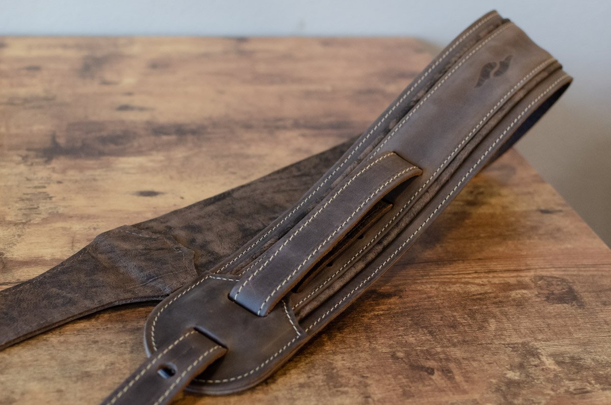 Taylor 3" Element Distressed Leather Guitar Strap - Dark Brown