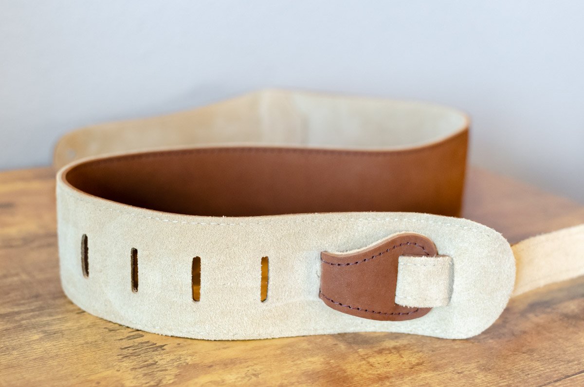 Taylor Gemstone 2.5" Sanded Leather Guitar Strap - Medium Brown Sanded Suede