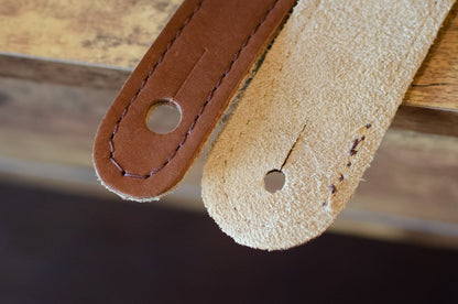 Taylor Gemstone 2.5" Sanded Leather Guitar Strap - Medium Brown Sanded Suede