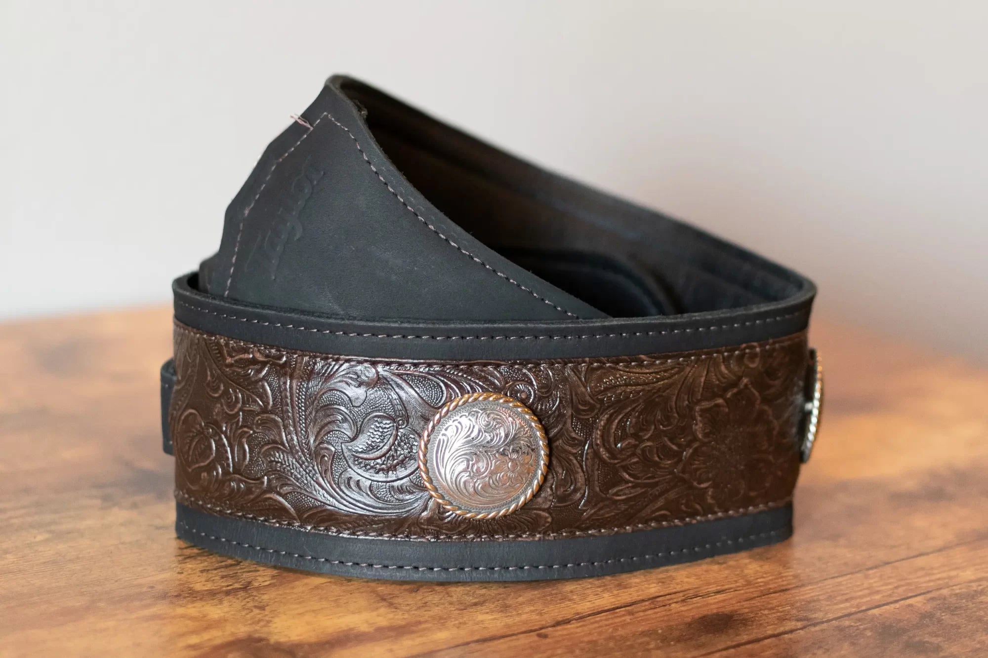 Taylor Grand Pacific 3" Nickel Concho Leather Strap - Black