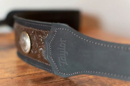 Taylor Grand Pacific 3" Nickel Concho Leather Strap - Black