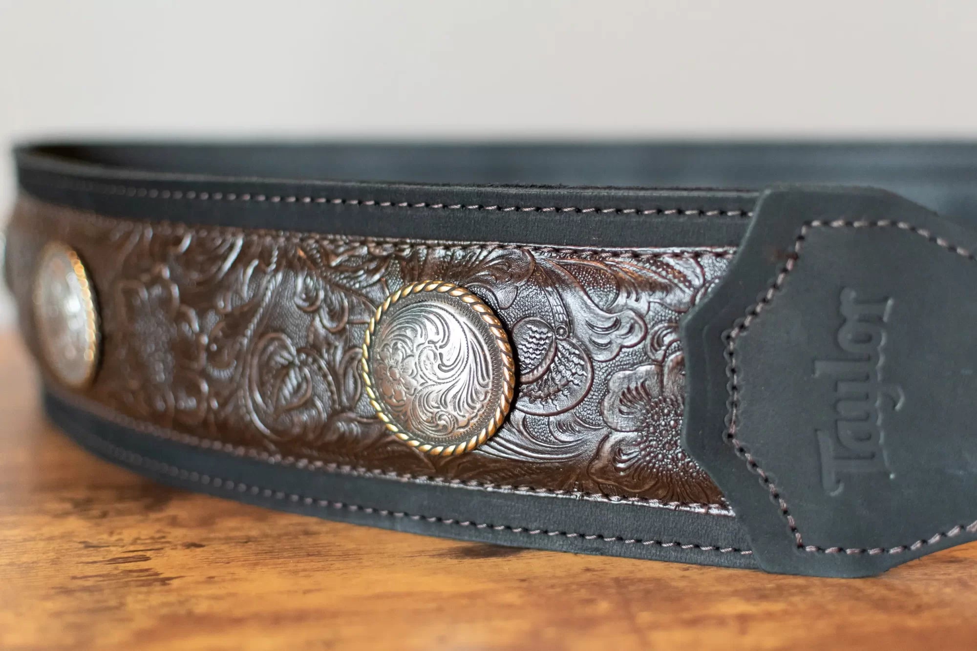 Taylor Grand Pacific 3" Nickel Concho Leather Strap - Black
