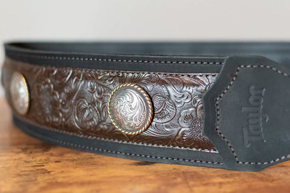 Taylor Grand Pacific 3" Nickel Concho Leather Strap - Black