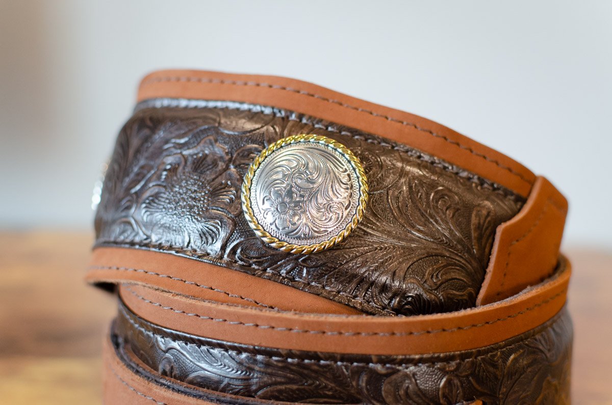 Taylor Grand Pacific 3" Nickel Concho Leather Strap, Brown