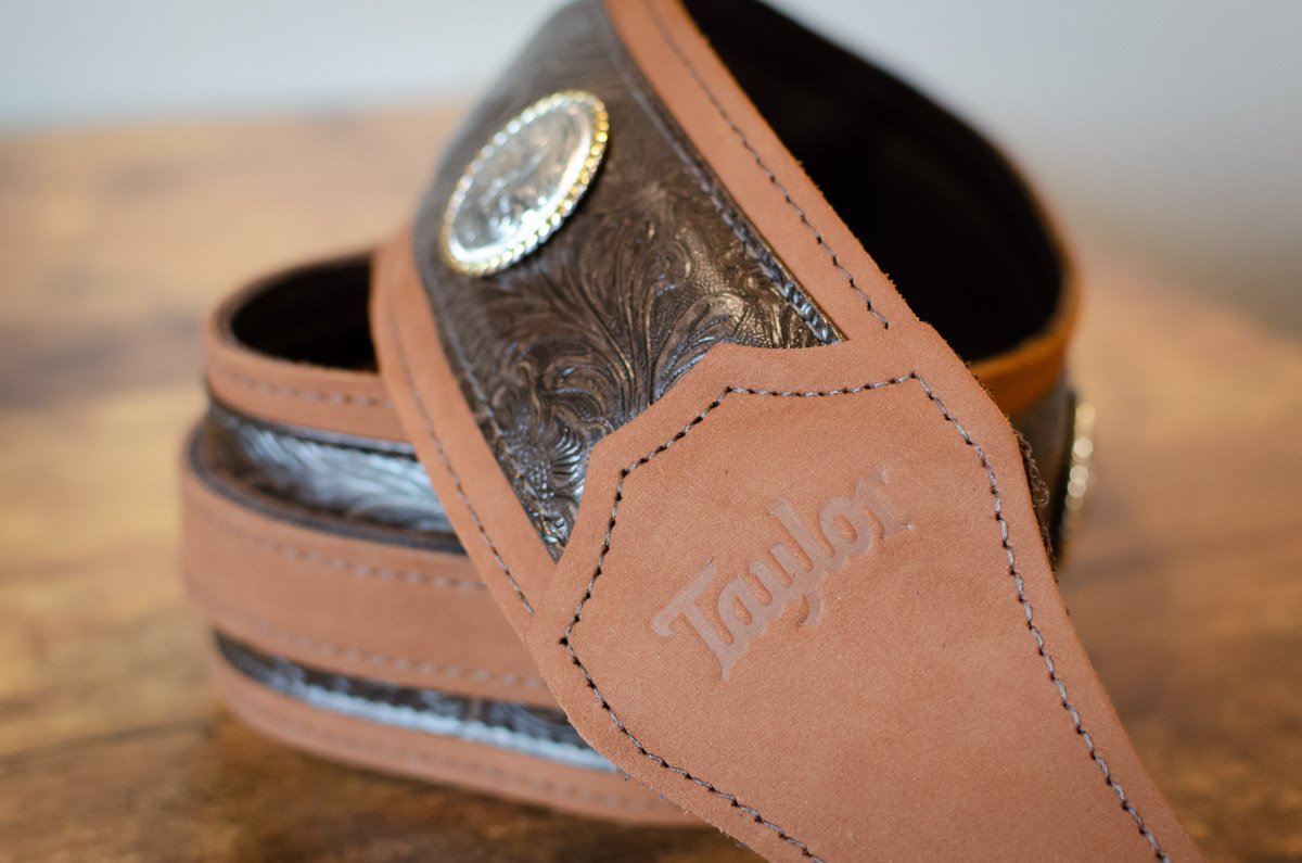 Taylor Grand Pacific 3" Nickel Concho Leather Strap, Brown
