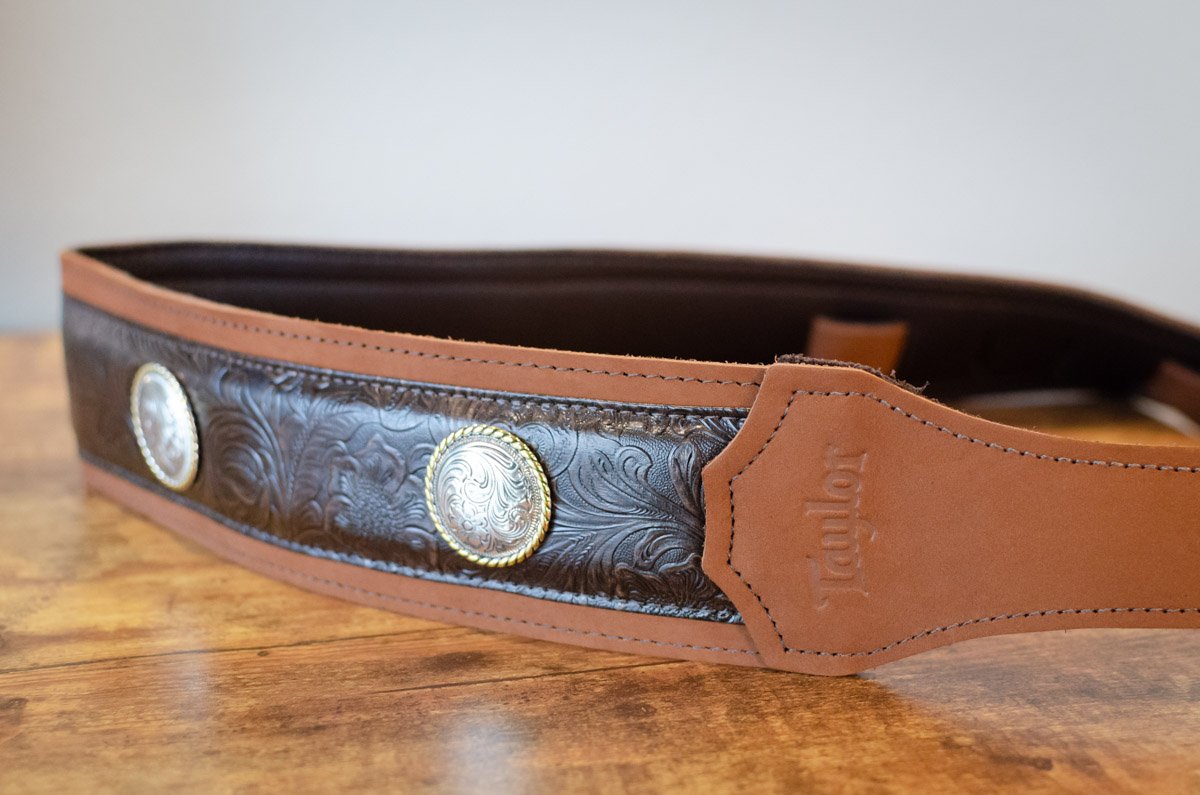 Taylor Grand Pacific 3" Nickel Concho Leather Strap, Brown