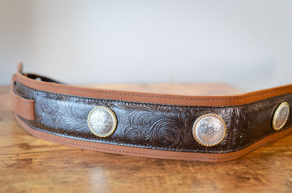 Taylor Grand Pacific 3" Nickel Concho Leather Strap, Brown