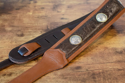 Taylor Grand Pacific 3" Nickel Concho Leather Strap, Brown