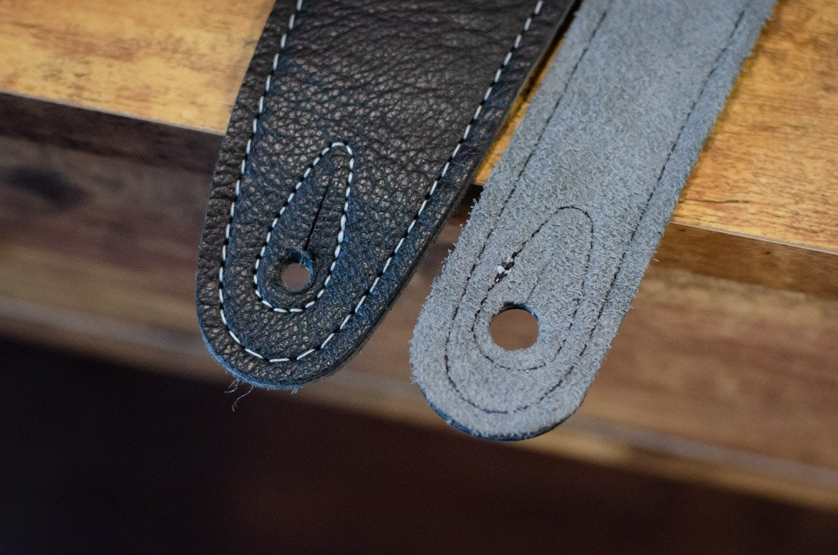 Taylor 2.5" Black Leather Guitar Strap - Black, Suede Back