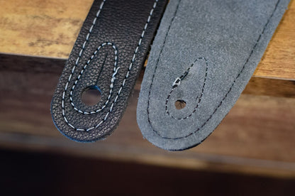 Taylor 2.5" Black Leather Guitar Strap - Black, Suede Back