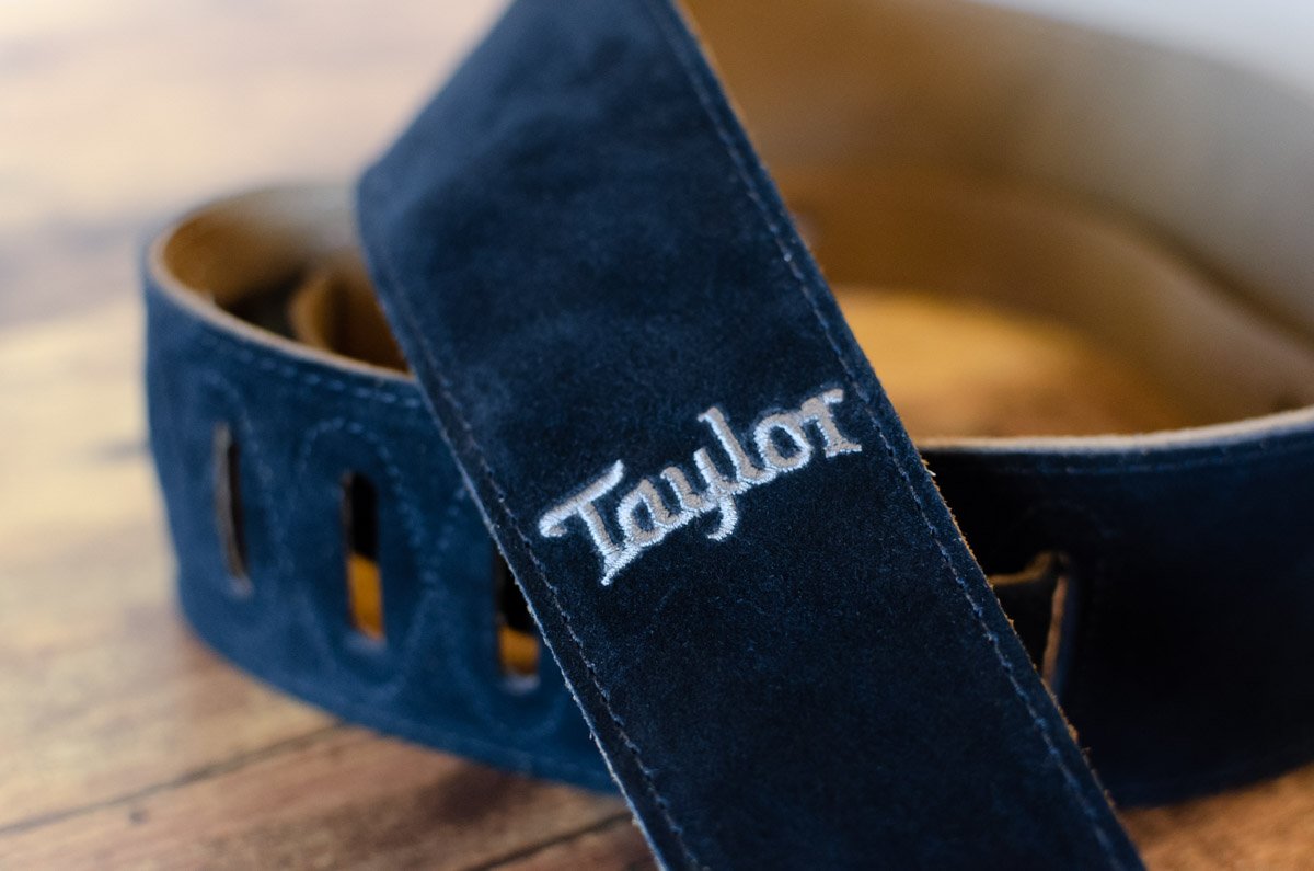 Taylor 2.5" Embroidered Suede Guitar Strap - Black