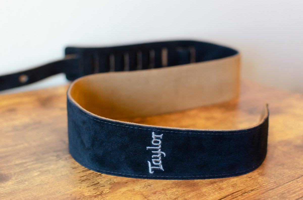 Taylor 2.5" Embroidered Suede Guitar Strap - Black
