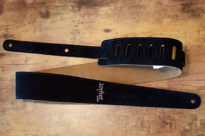 Taylor 2.5" Embroidered Suede Guitar Strap - Black