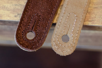 Taylor 2.5" Embroidered Suede Guitar Strap - Chocolate