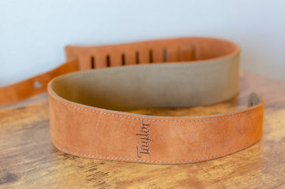 Taylor 2.5" Embroidered Suede Guitar Strap, Honey Gold