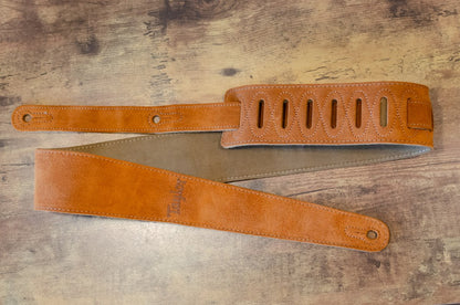 Taylor 2.5" Embroidered Suede Guitar Strap, Honey Gold