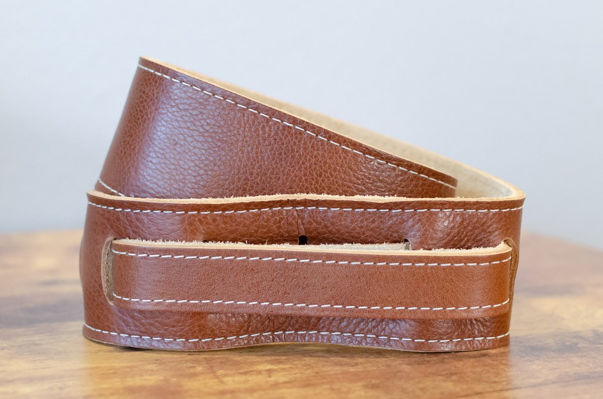 Taylor 2.5" Leather Guitar Strap - Suede Back, Medium Brown