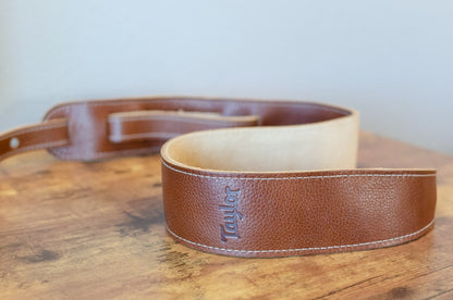 Taylor 2.5" Leather Guitar Strap - Suede Back, Medium Brown