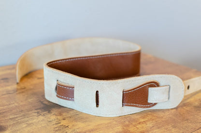Taylor 2.5" Leather Guitar Strap - Suede Back, Medium Brown