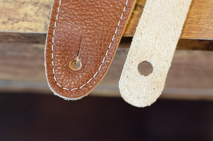 Taylor 2.5" Leather Guitar Strap - Suede Back, Medium Brown