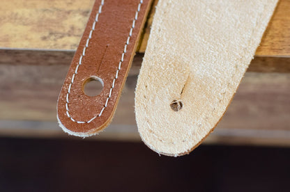 Taylor 2.5" Leather Guitar Strap - Suede Back, Medium Brown