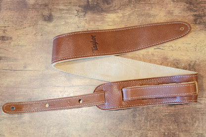 Taylor 2.5" Leather Guitar Strap - Suede Back, Medium Brown